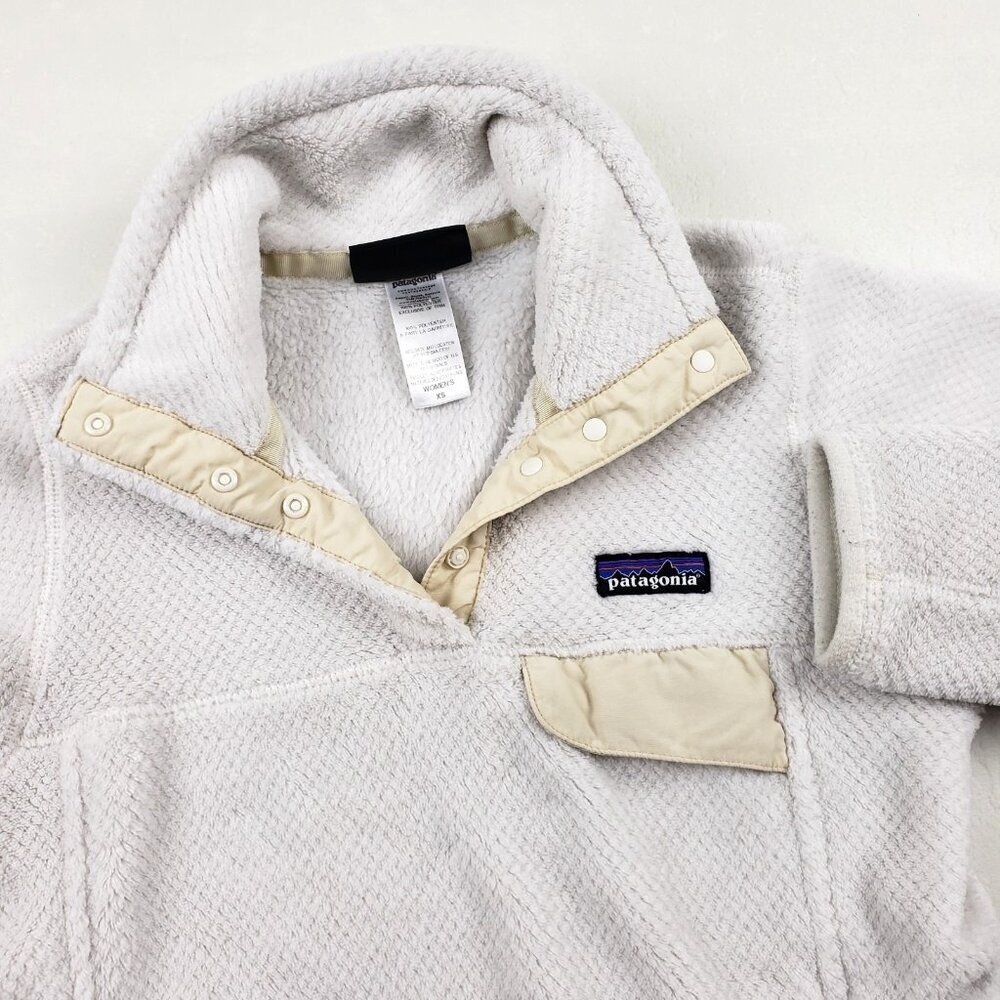 Patagonia Synchilla Snap T Fleece Pullover Womens XS White Outdoor Jacket FLAW